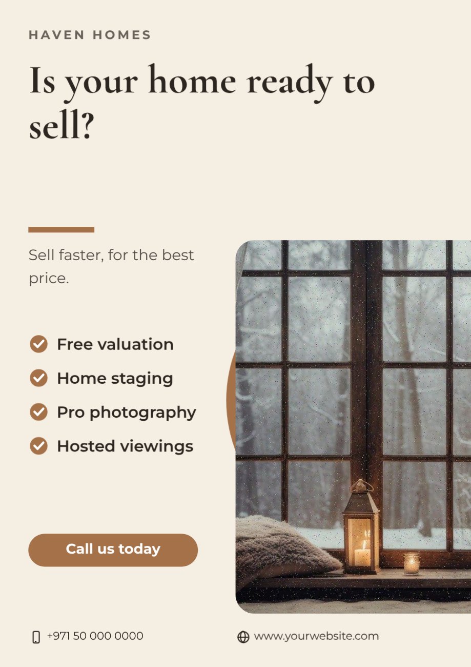 Haven Homes Question Flyer — editable marketing template
