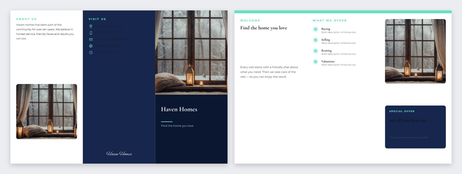 Haven Homes Tri-fold Brochure — editable business template