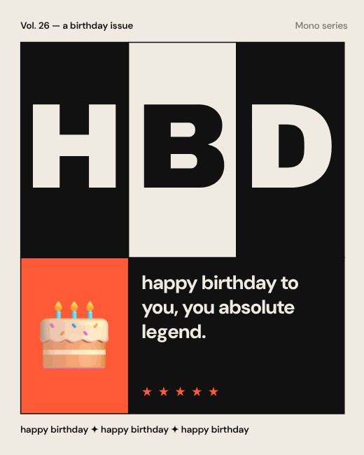 HBD Grid Mono Poster — free poster template