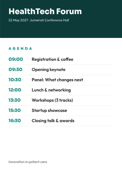 HealthTech Forum Agenda