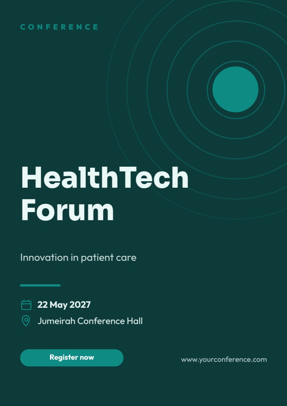 HealthTech Forum Conference Poster — editable events template