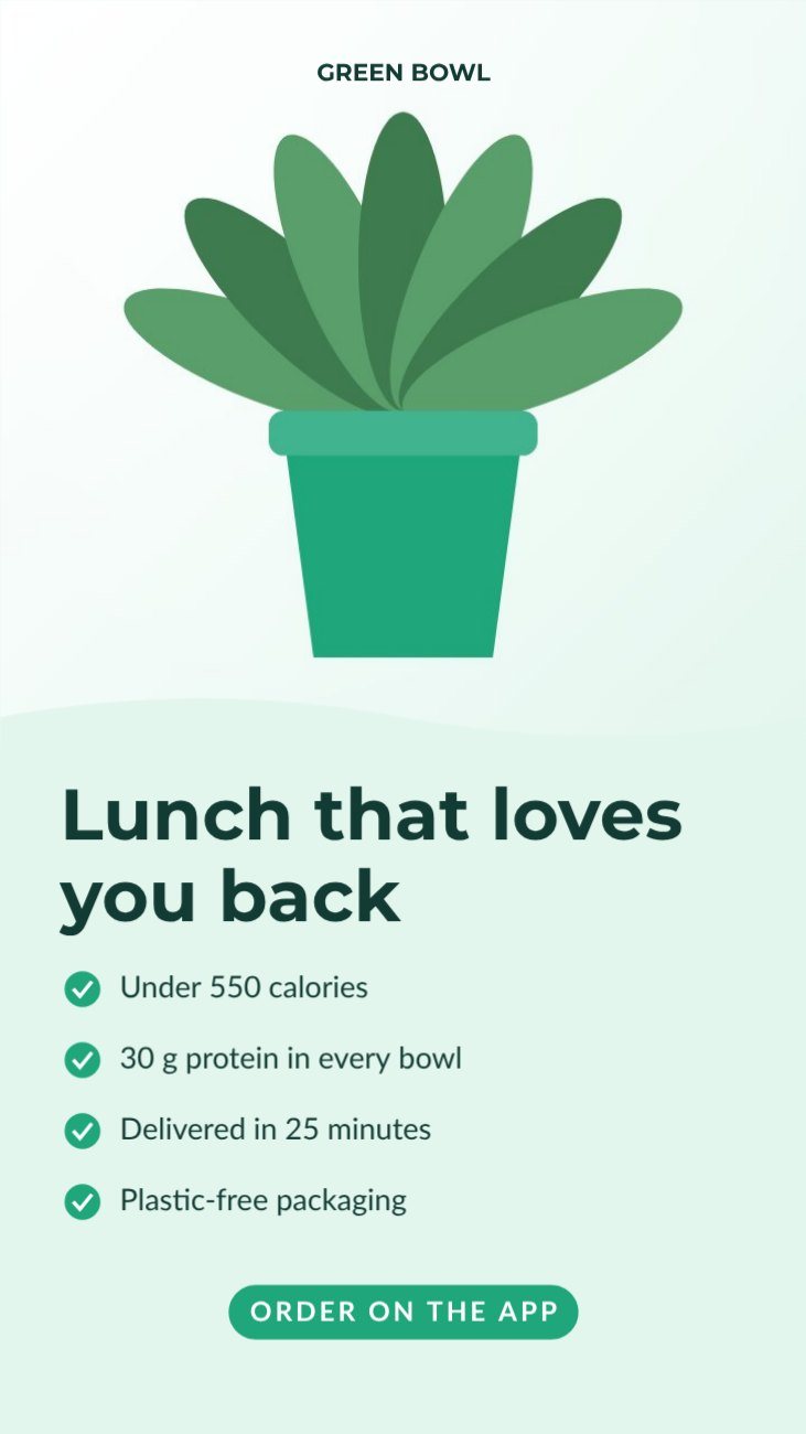 Healthy Bowl Benefit Story — editable marketing template