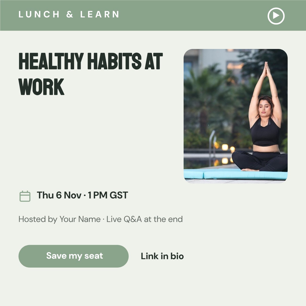 Healthy Habits at Work Webinar Post — editable marketing template