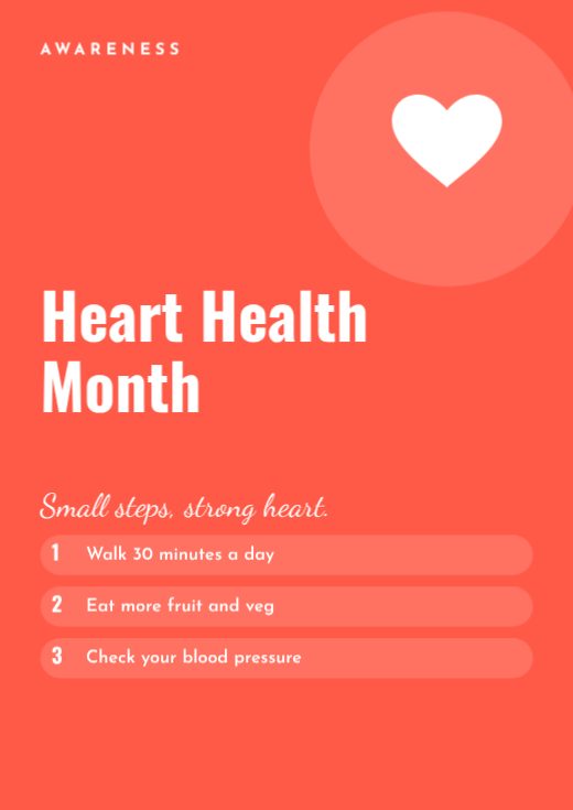 Heart Health Month Awareness Poster template