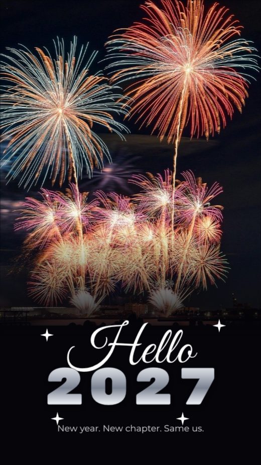 Hello 2027 Fireworks Story — free New Year design template