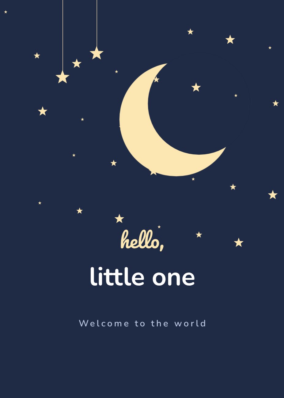 Hello Little One New Baby Card — editable cards template