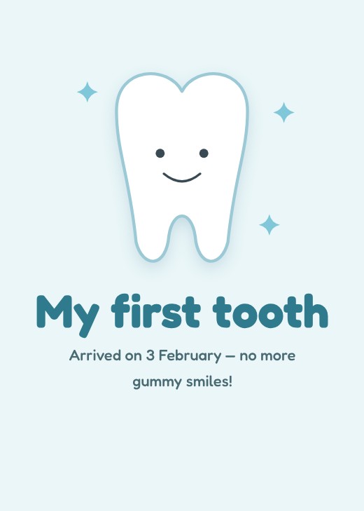 Hello Tooth Milestone Card — free baby shower invitation template