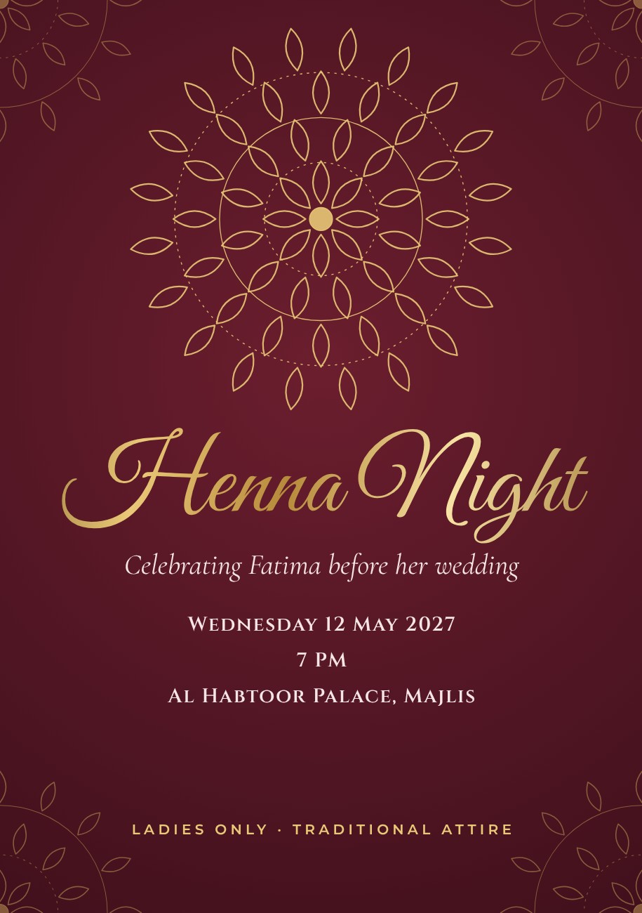Henna Night Invitation — editable wedding template