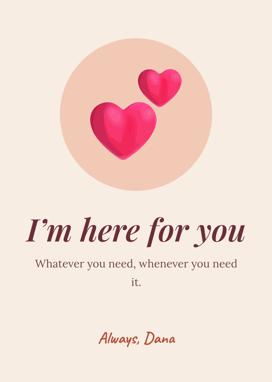 Here For You Hands Card — editable cards template