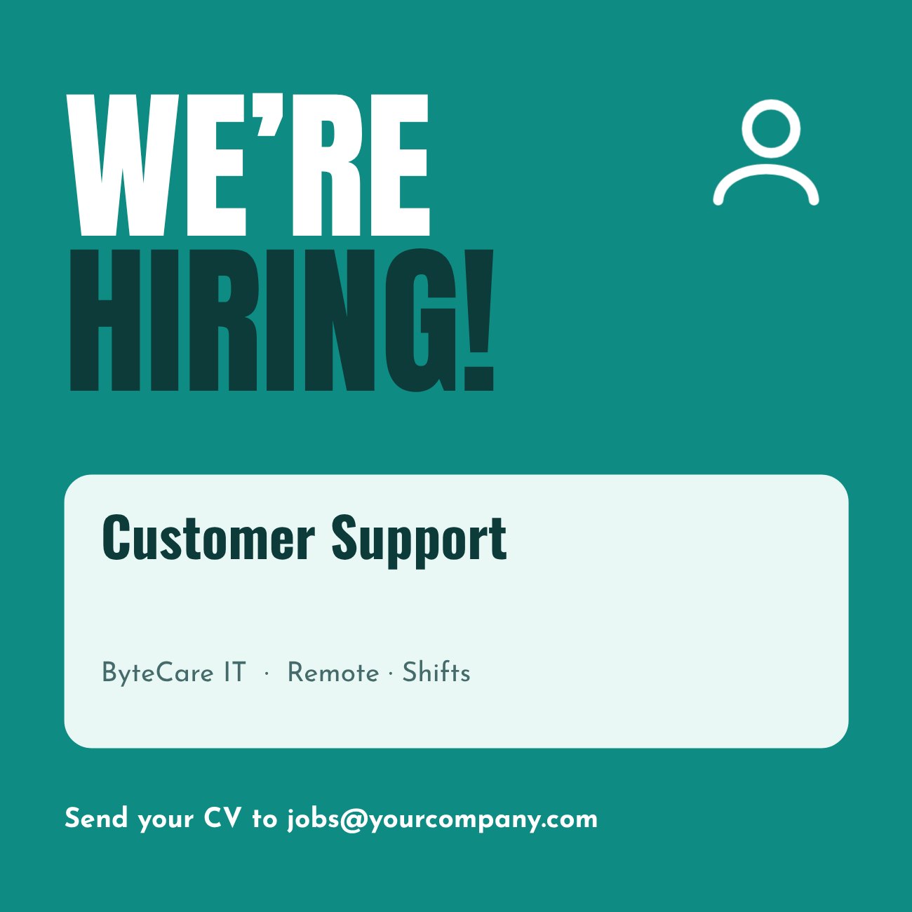 Hiring Customer Support Post — editable business template