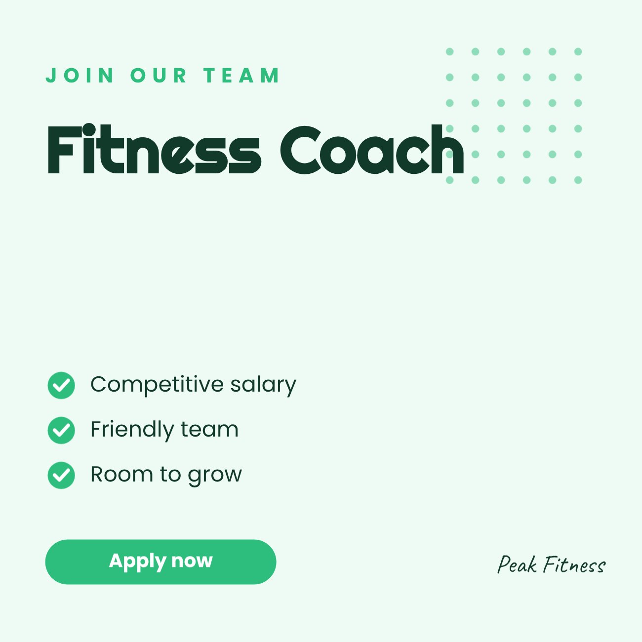 Hiring Fitness Coach Post — editable business template