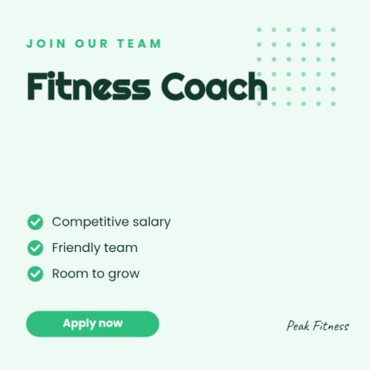 Hiring Fitness Coach Post template