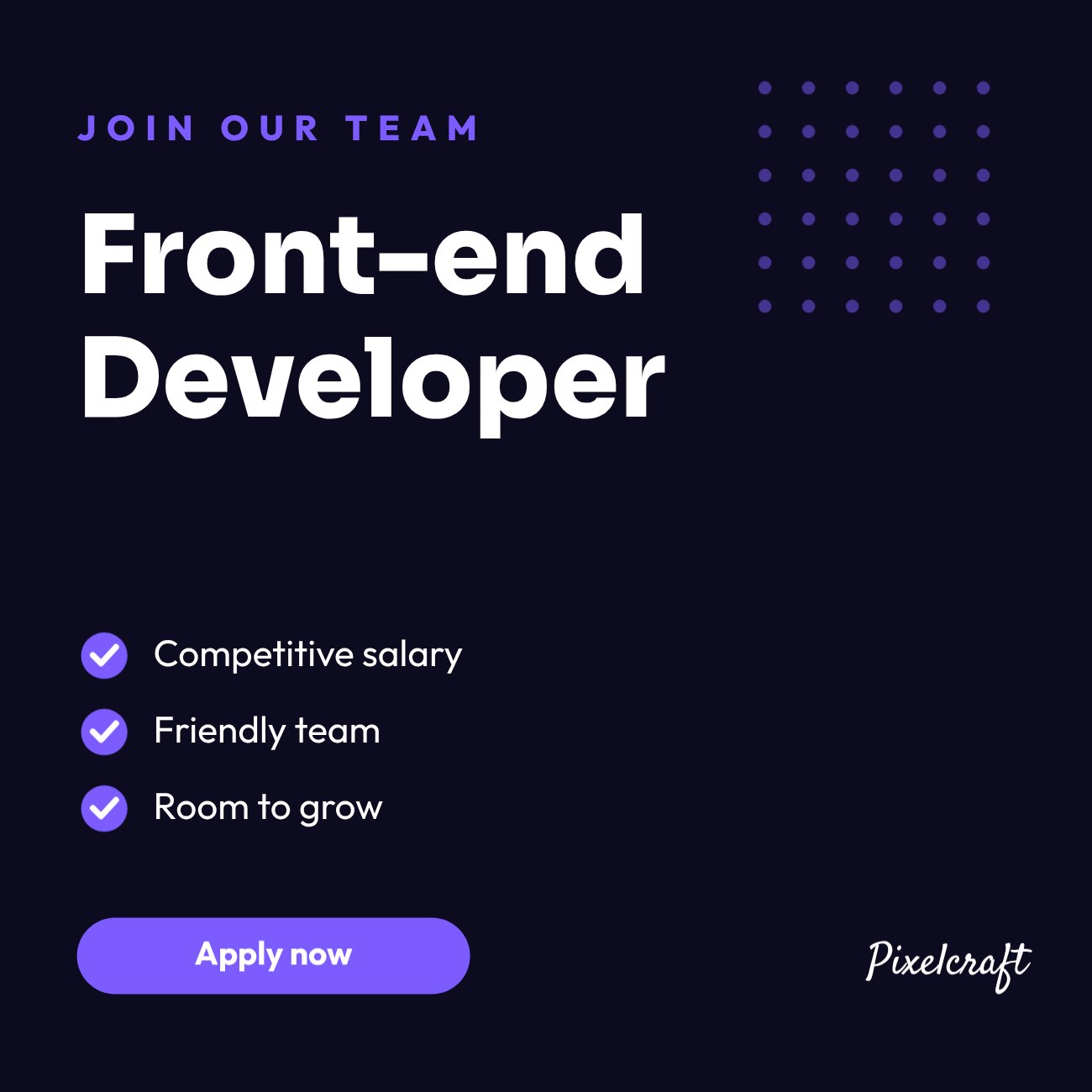 Hiring Front-end Developer Post — editable business template