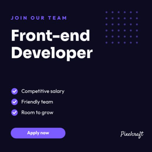 Hiring Front-end Developer Post template