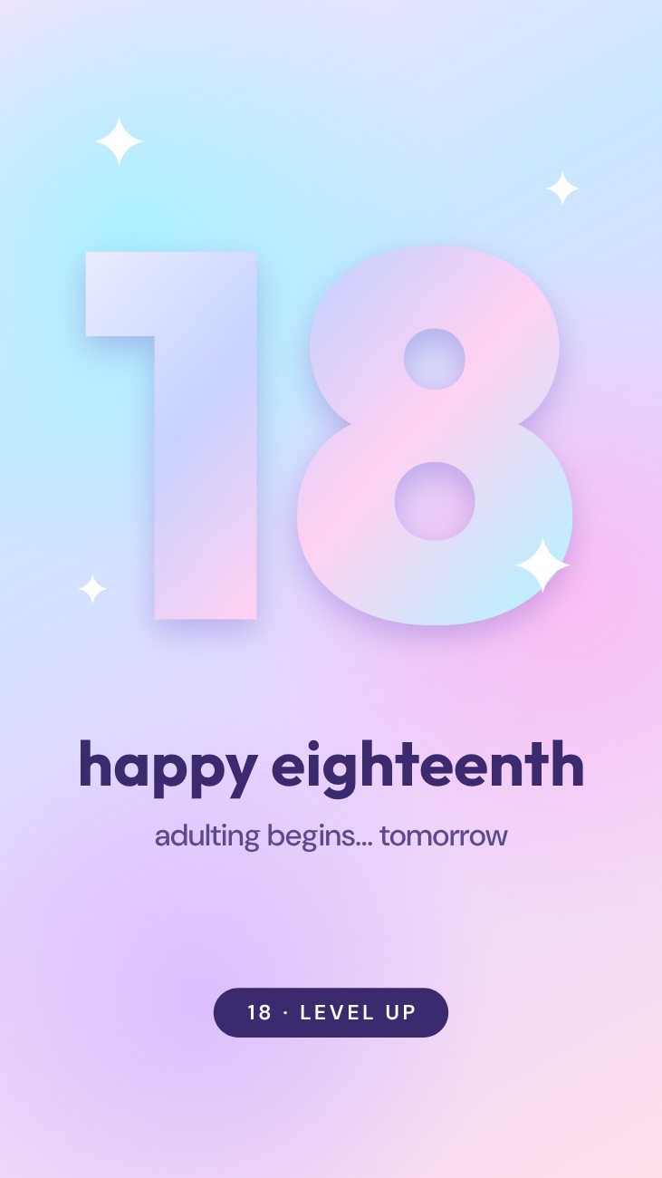 Holographic 18th Birthday Story — editable birthday template