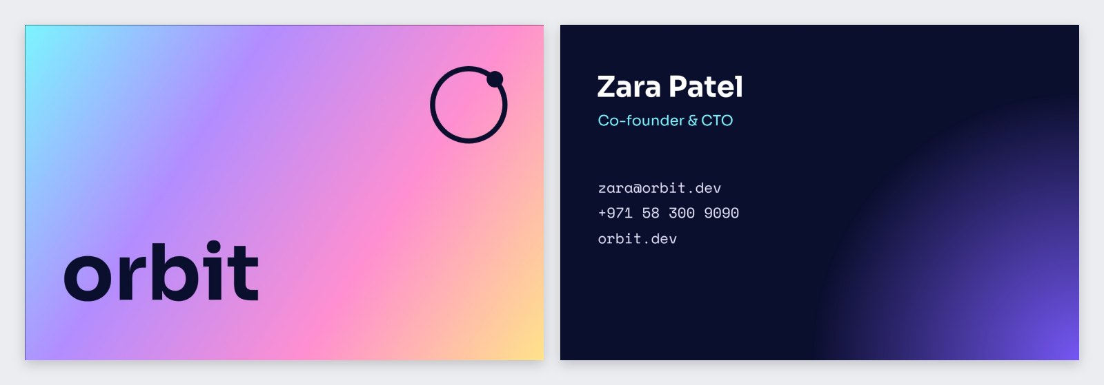 Holographic Tech Founder Card — editable business template