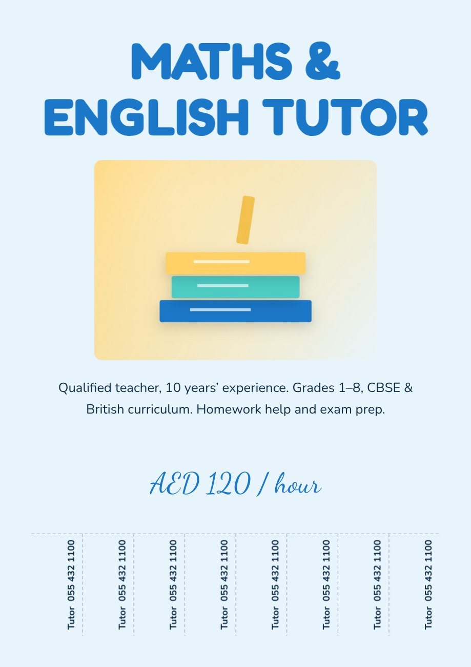Home Tutor Tear-off Flyer — editable marketing template