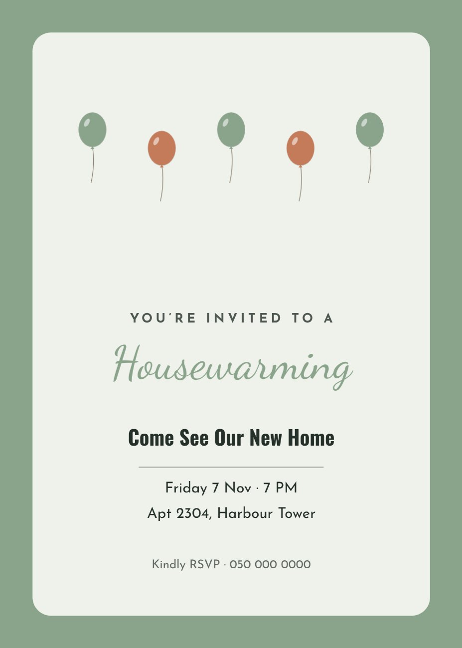Housewarming Invitation — editable events template