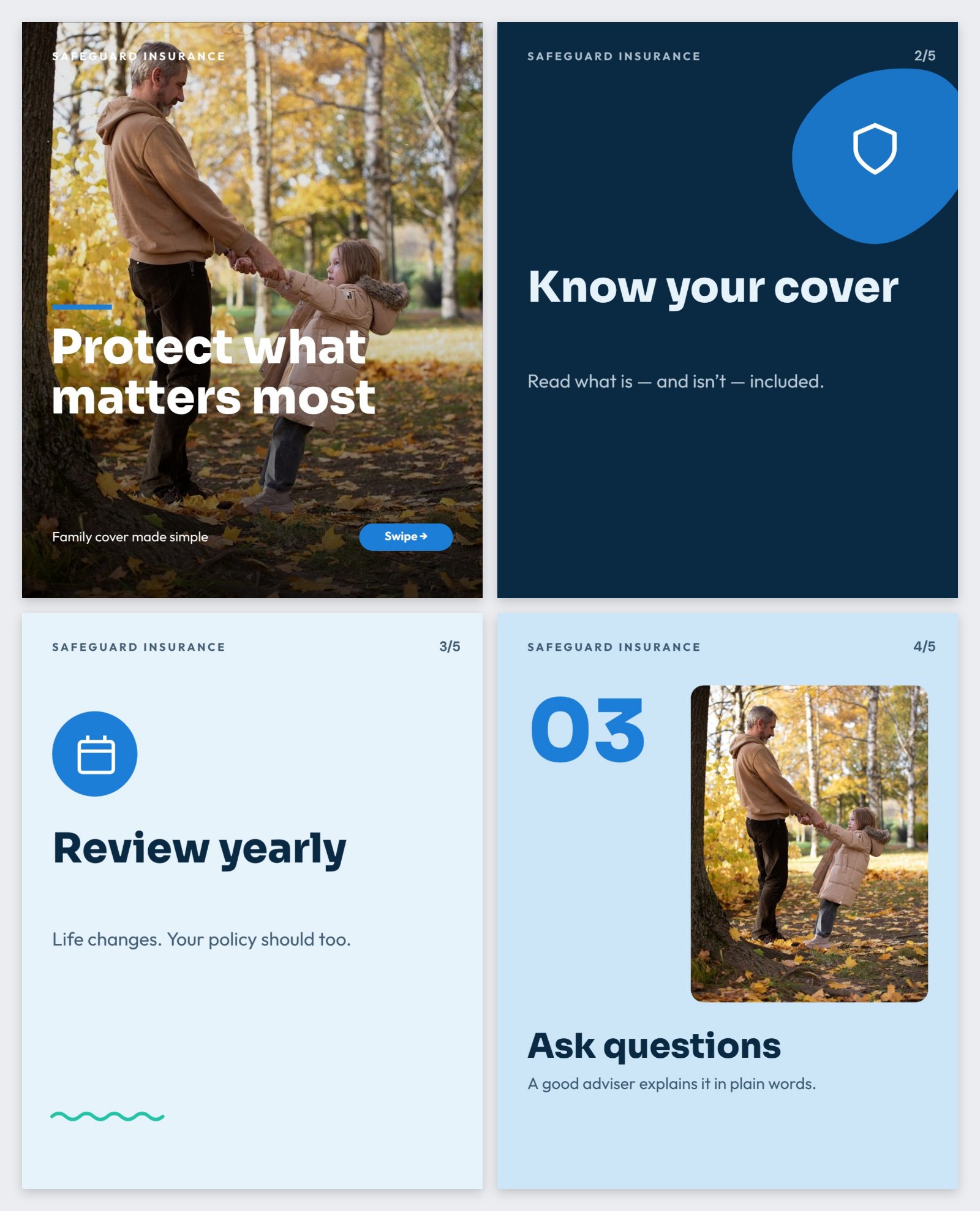Insurance Tips Instagram Carousel — editable social media template