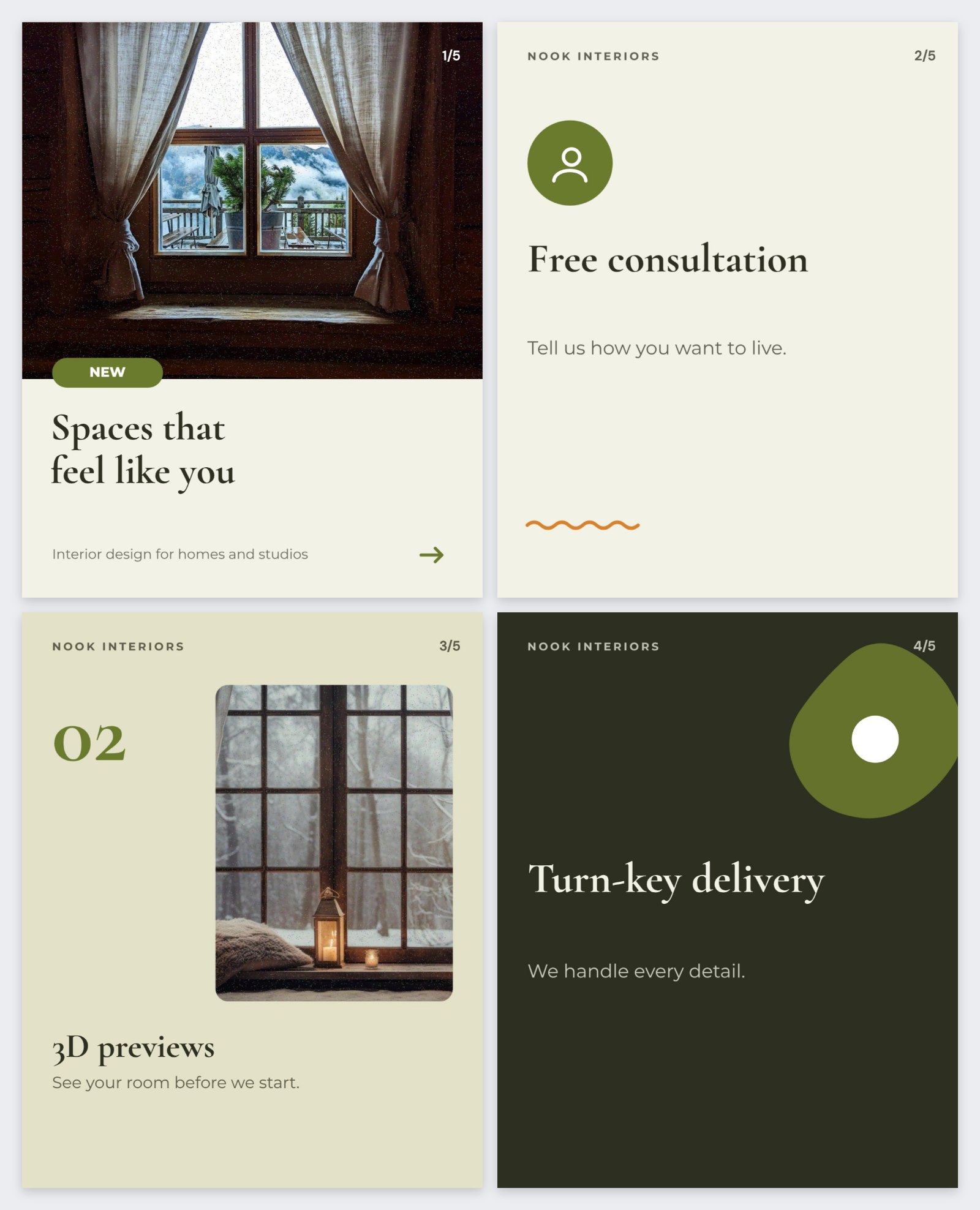 Interior Design Instagram Carousel — editable social media template