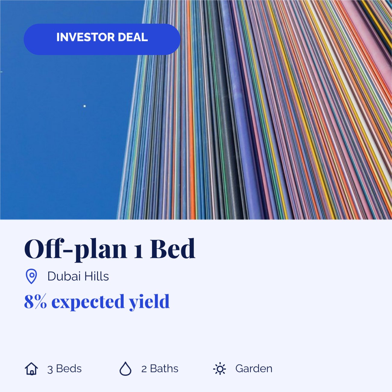 Investor Deal Off-plan 1 Bed Real Estate Post — editable marketing template