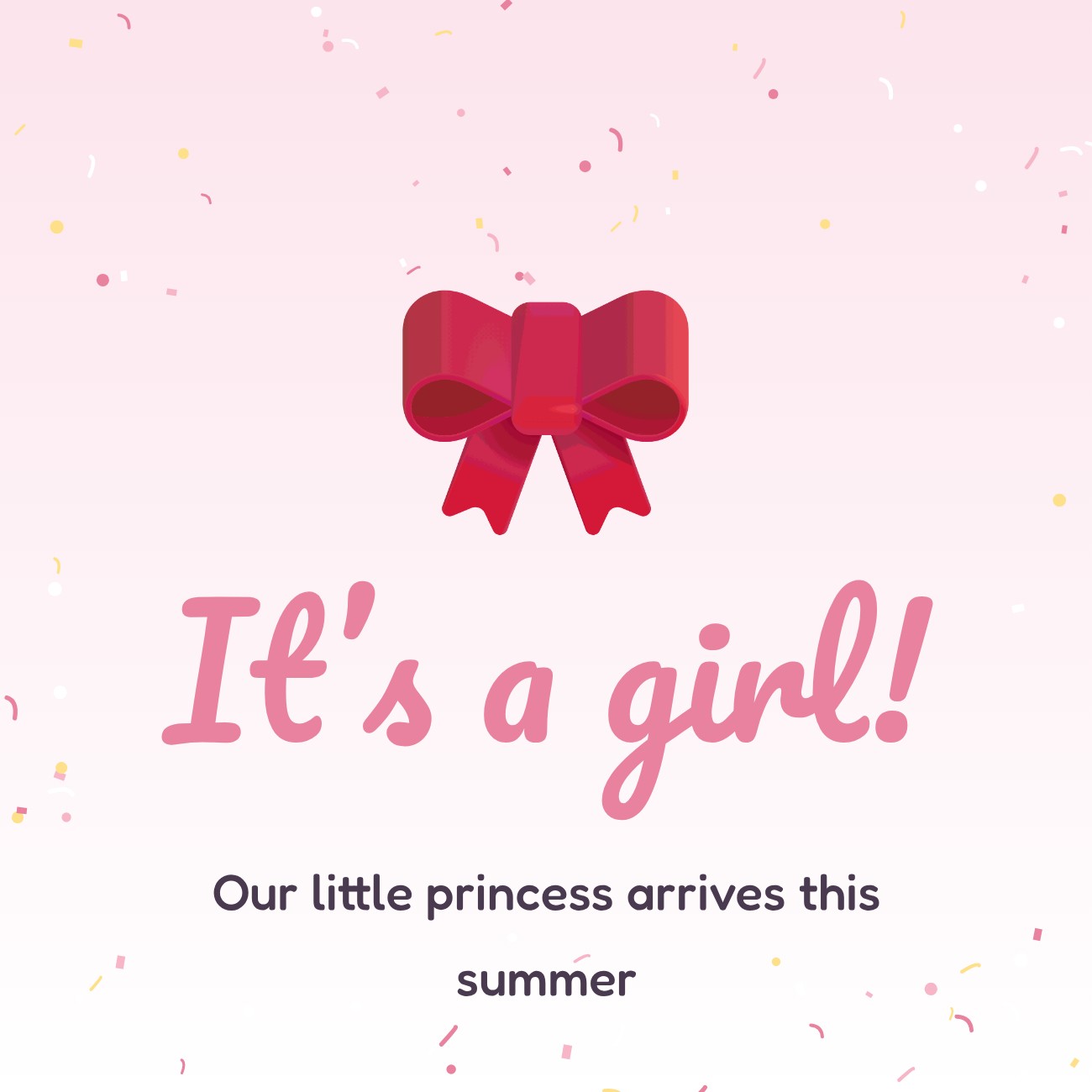 It’s a Girl Reveal Post — editable love & family template