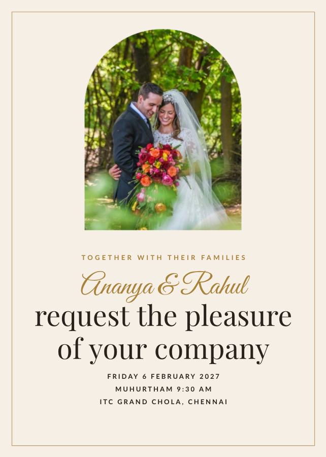 Ivory Ananya and Rahul Wedding Invitation — editable wedding template