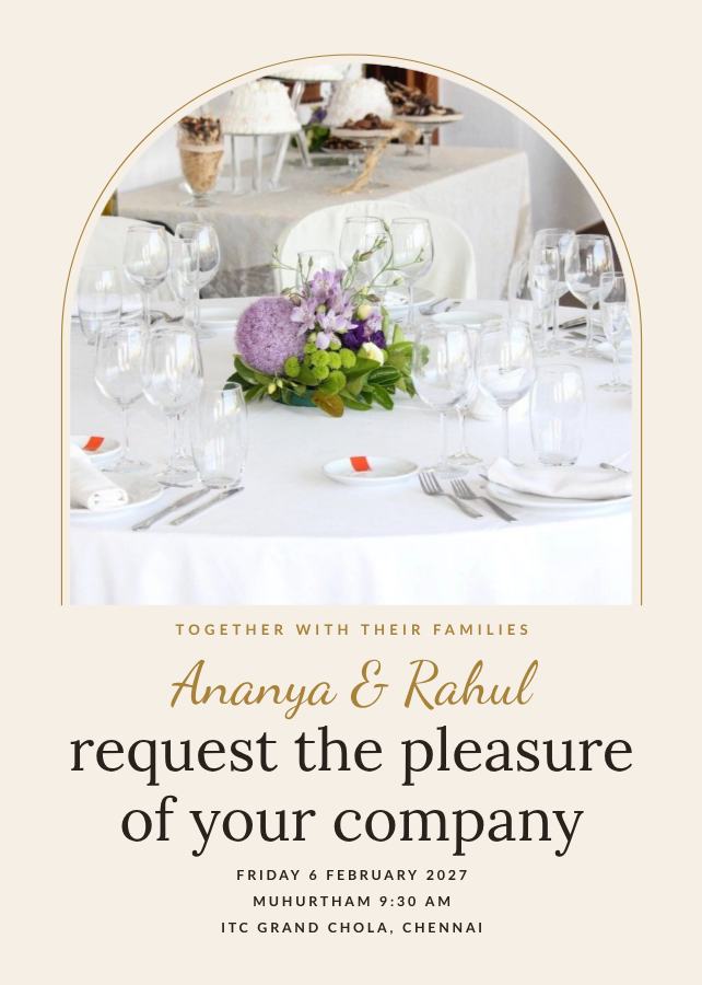 Ivory Arch Ananya and Rahul Wedding Invitation — editable wedding template
