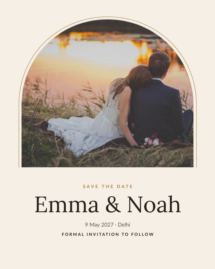 Ivory Arch Emma and Noah Save the Date — editable wedding template