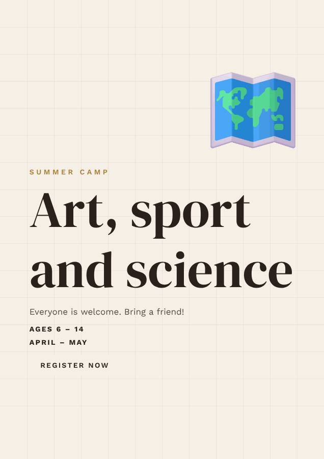Ivory Art, sport and science Poster — editable marketing template