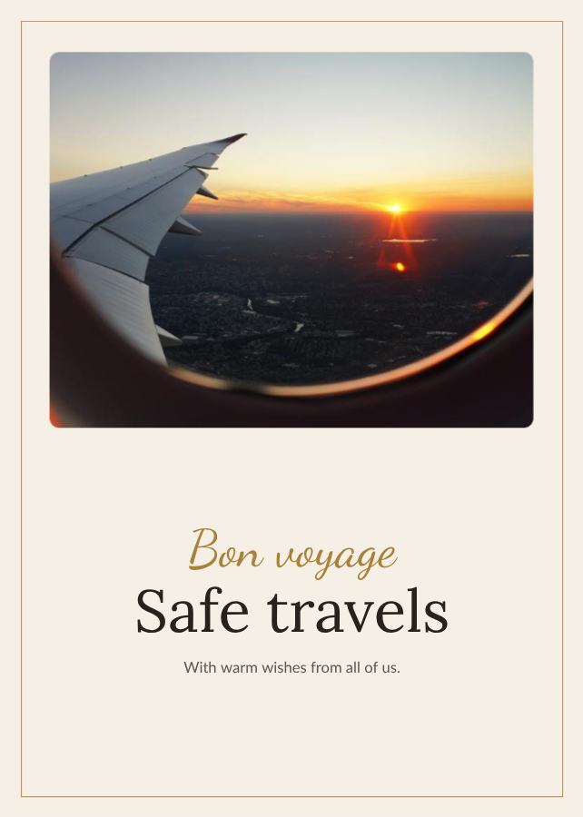 Ivory Bon voyage safe travels Card VIII — editable cards template