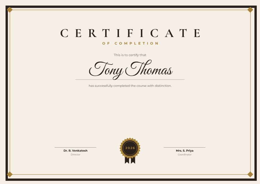 Ivory Certificate Of Completion Certificate Formal — editable certificates template