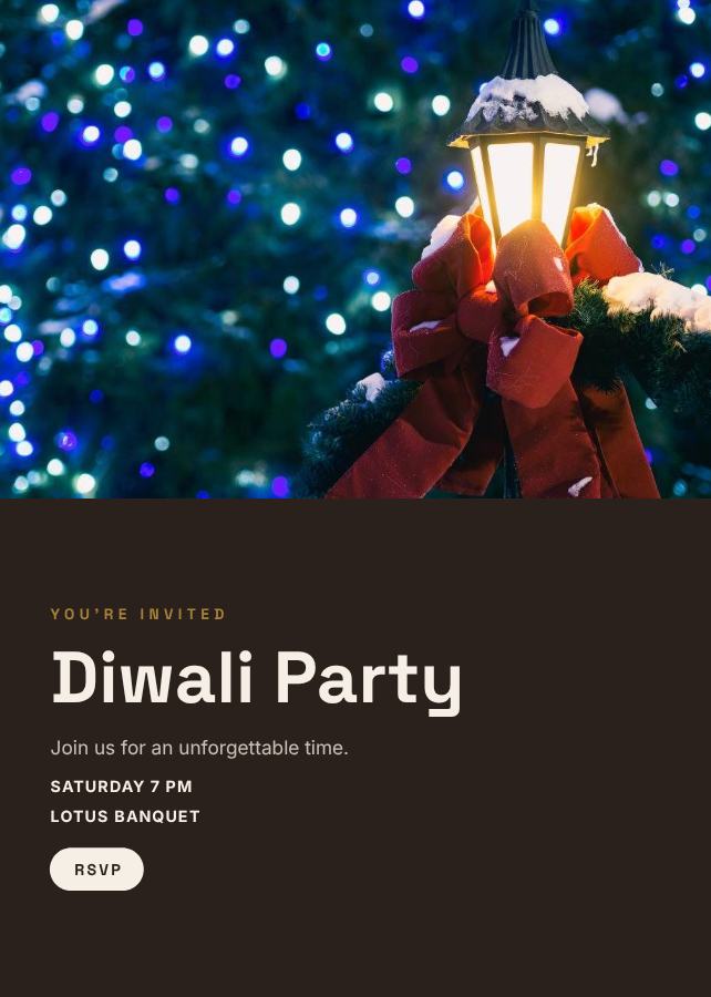 Ivory Diwali Party Card — editable events template