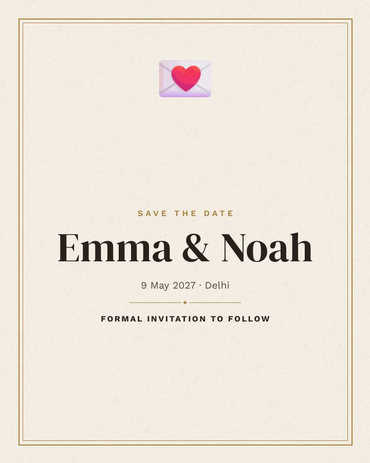 Ivory Elegant Emma and Noah Save the Date — editable wedding template