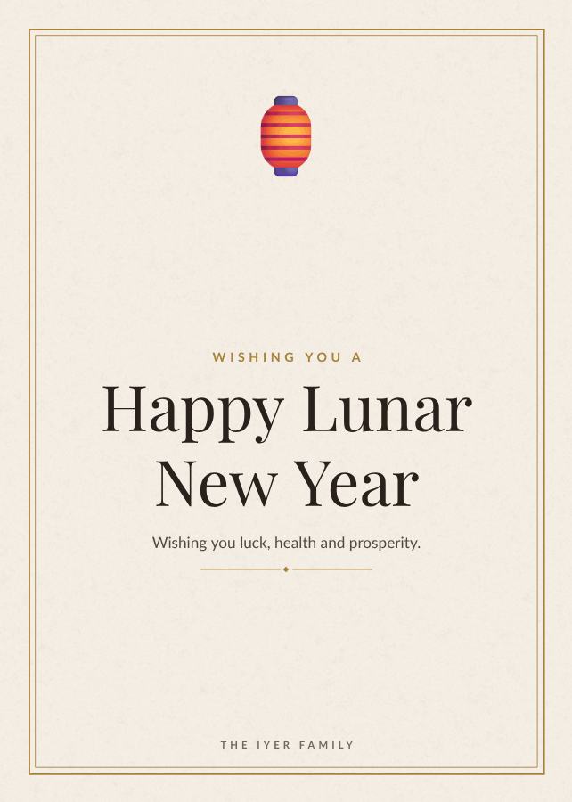 Ivory Elegant Lunar New Year Greeting Card — editable festivals template