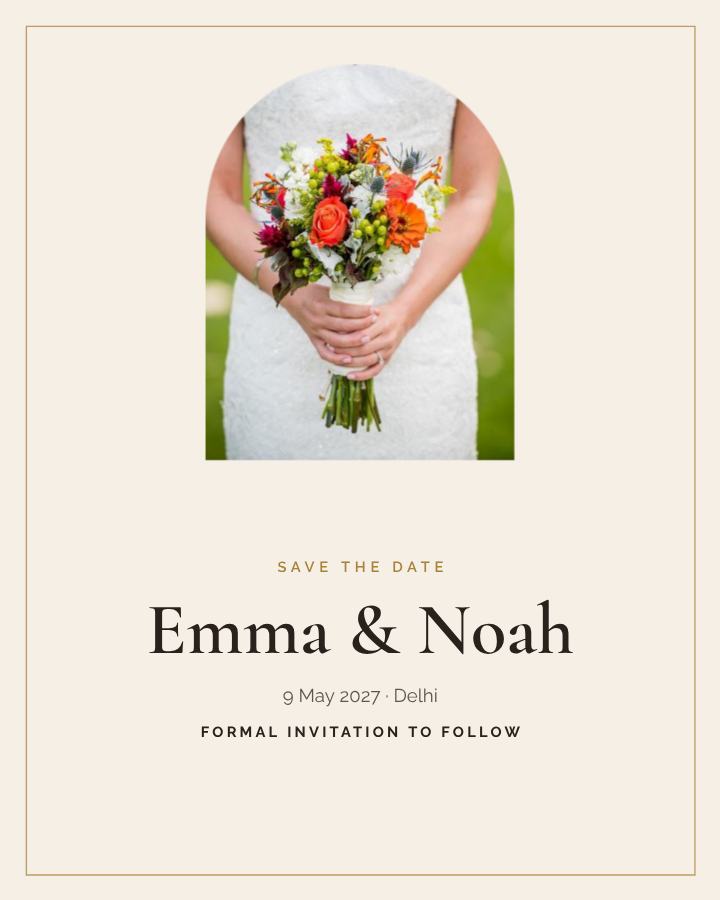 Ivory Emma and Noah Save the Date — editable wedding template