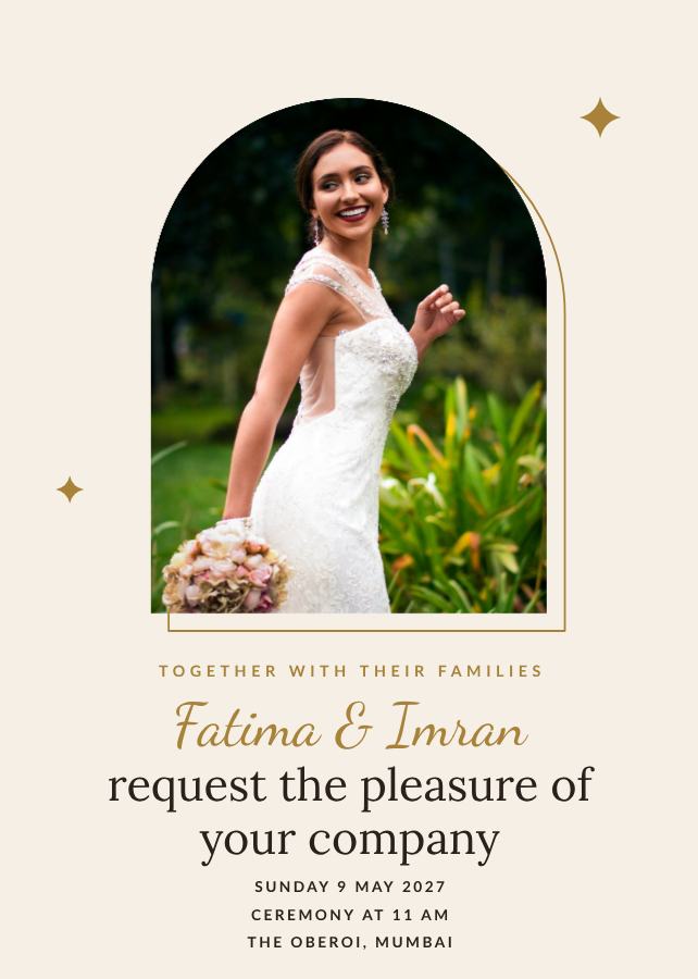 Ivory Fatima and Imran Wedding Invitation — editable wedding template