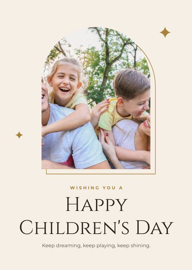 Ivory Frame Children's Day Greeting Card — editable festivals template