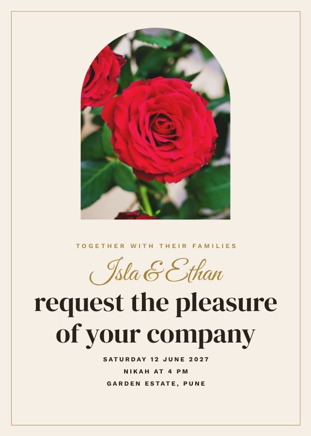 Ivory Framed Isla and Ethan Wedding Invitation — editable wedding template