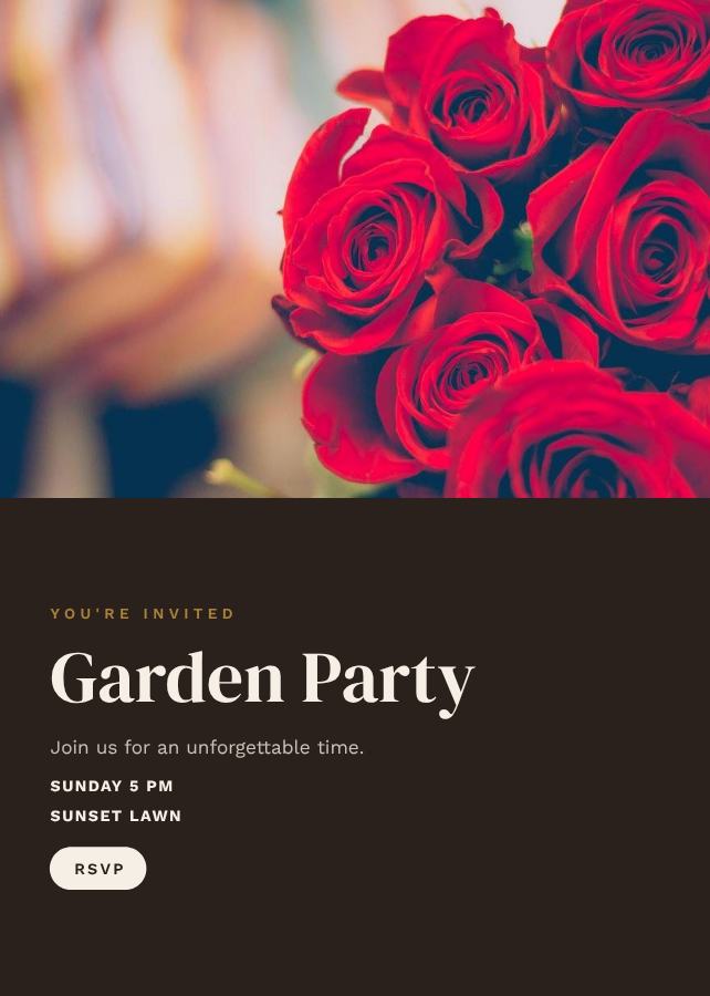 Ivory Garden Party Card — editable events template