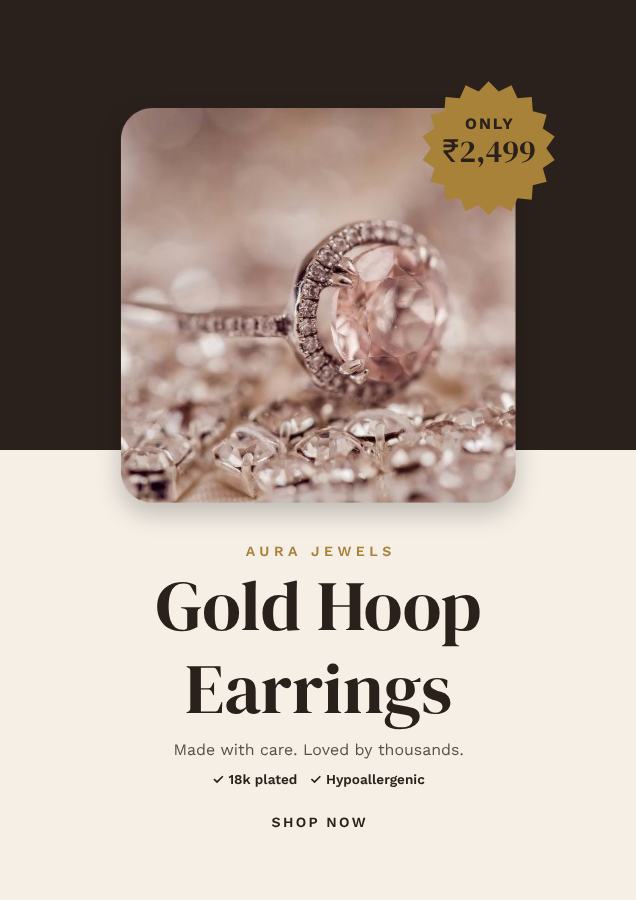 Ivory Gold Hoop Earrings Product Ad — editable marketing template