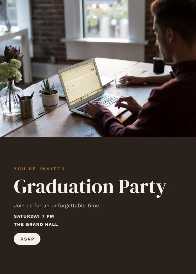 Ivory Graduation Party Card — editable events template