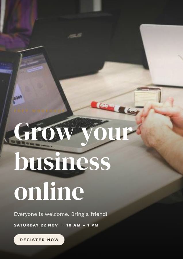 Ivory Grow your business online Poster — editable marketing template
