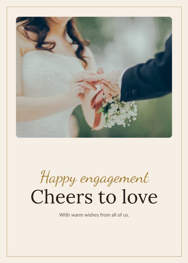 Ivory Happy engagement cheers to love Card VIII — editable cards template