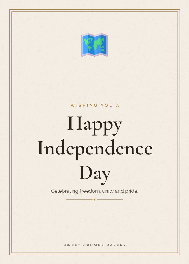 Ivory Independence Day Greeting Card — editable festivals template