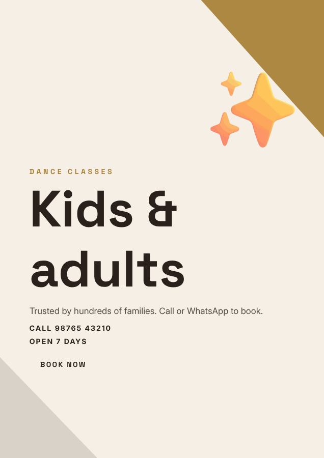 Ivory Kids & adults Dance classes Flyer Offer — editable business template