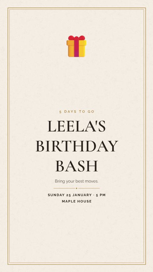 Ivory Leela Birthday Bash Story — editable birthday template
