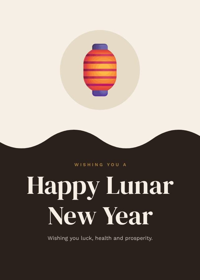Ivory Lunar New Year Greeting Card — editable festivals template