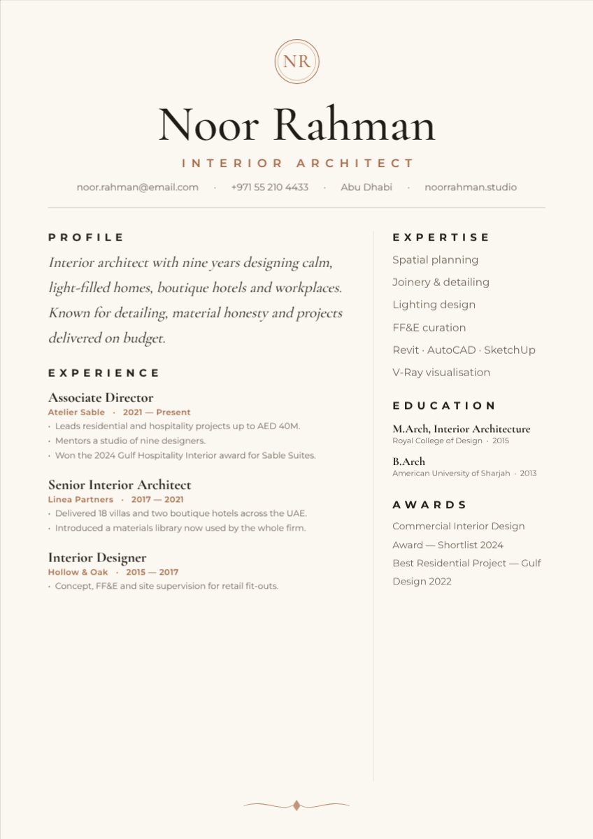Ivory Minimal Resume — editable resume template