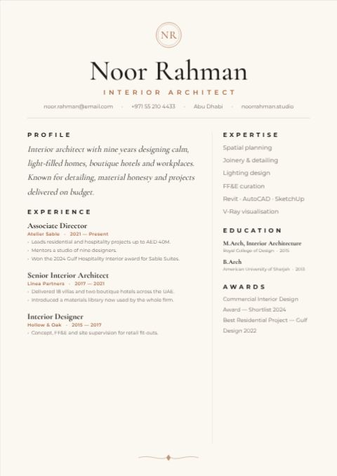 Ivory Minimal Resume